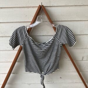 Striped Black and White Women’s Crop Top